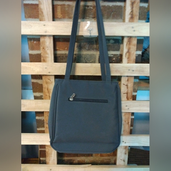 Chenson gray microfiber shoulder bag NWT has a zipper pocket in front - Picture 5 of 9